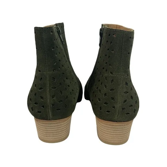 - NWOB Soludos Olive Green Lola Perforated Suede Block Heel Bootie Anthropologie