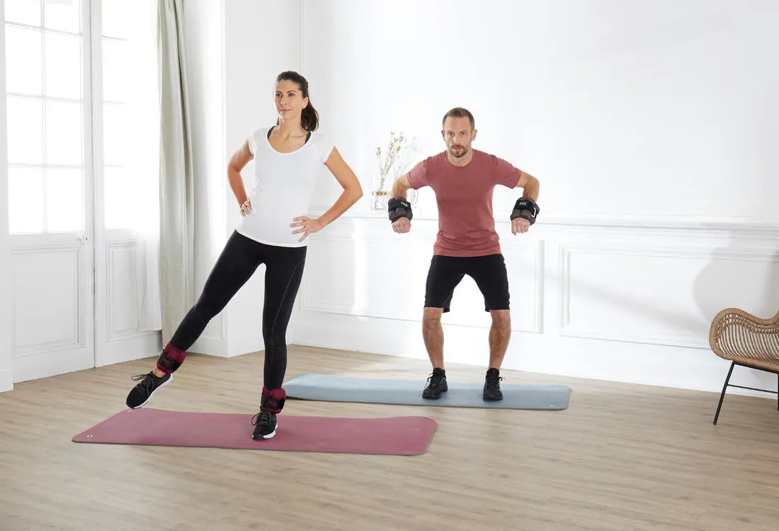 1 kg Adjustable Wrist / Ankle Weights Twin-Pack - Burgundy