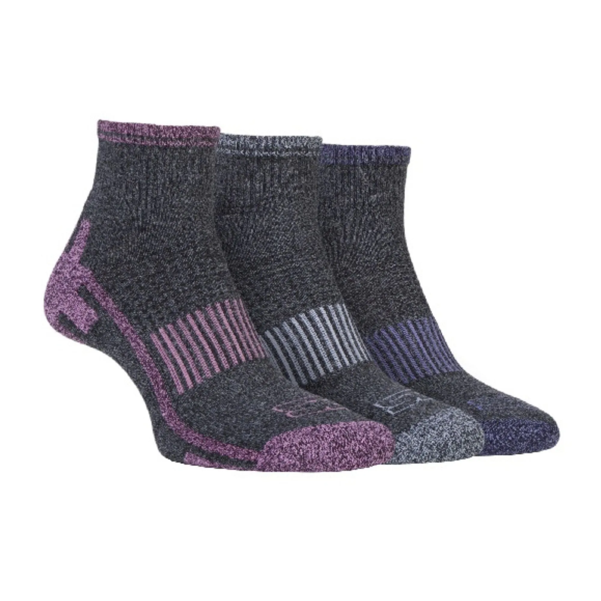 3 Pack Ladies Cushioned Sole Sport Ankle Socks with Arch Support