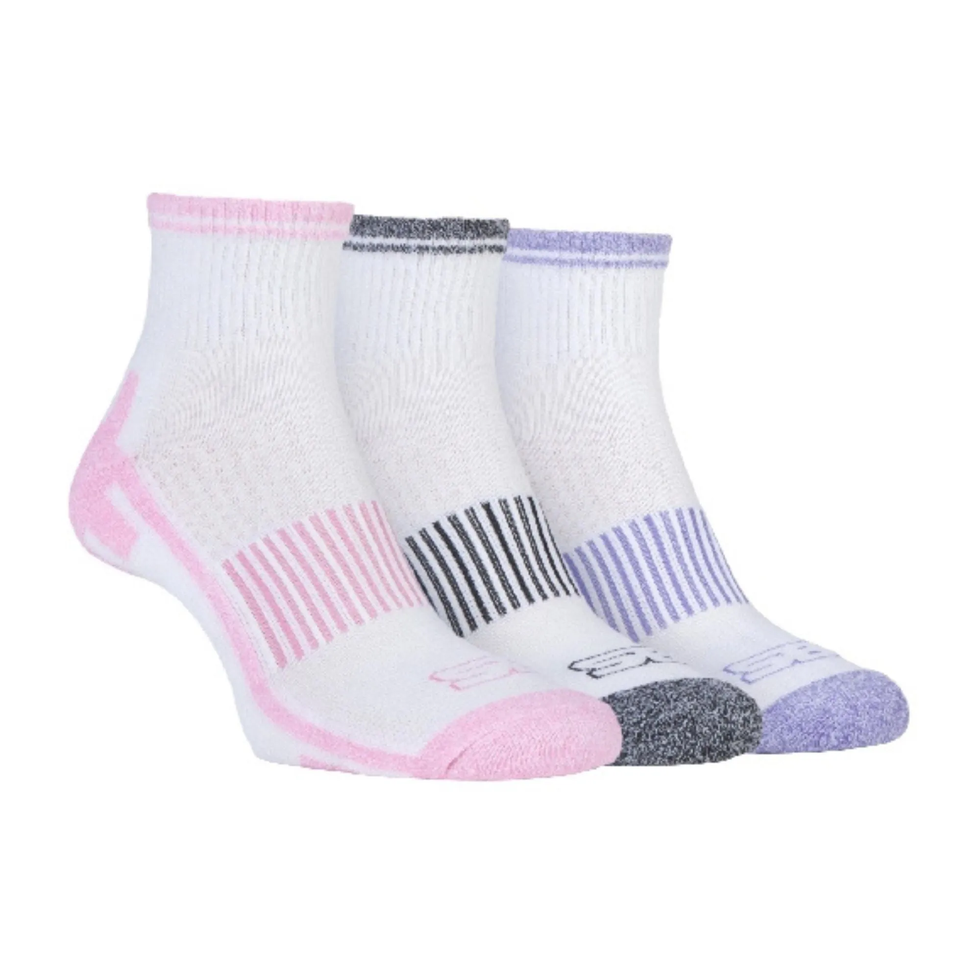 3 Pack Ladies Cushioned Sole Sport Ankle Socks with Arch Support
