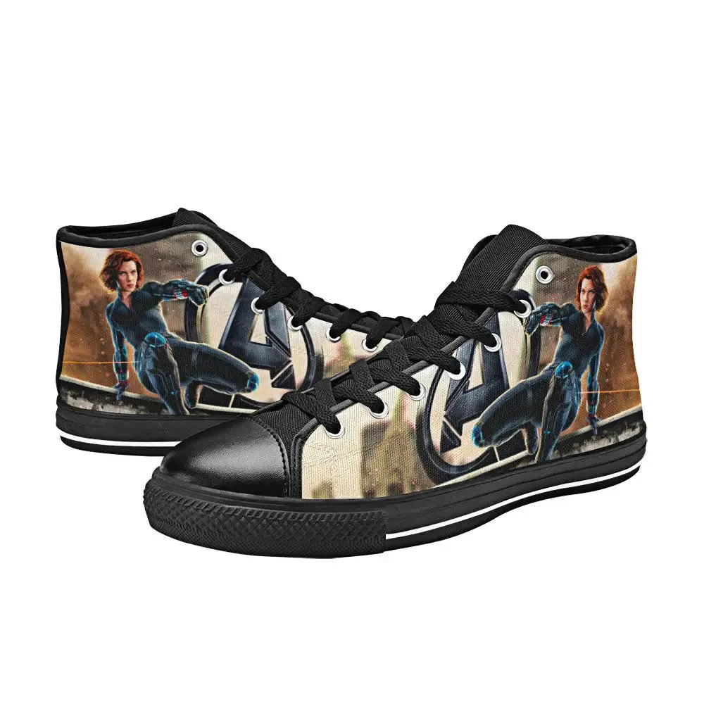 Avengers Black Widow Shoes High Top Sneakers for Kids and Adults