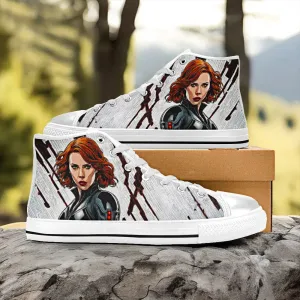 Avengers Black Widow Shoes High Top Sneakers for Kids and Adults