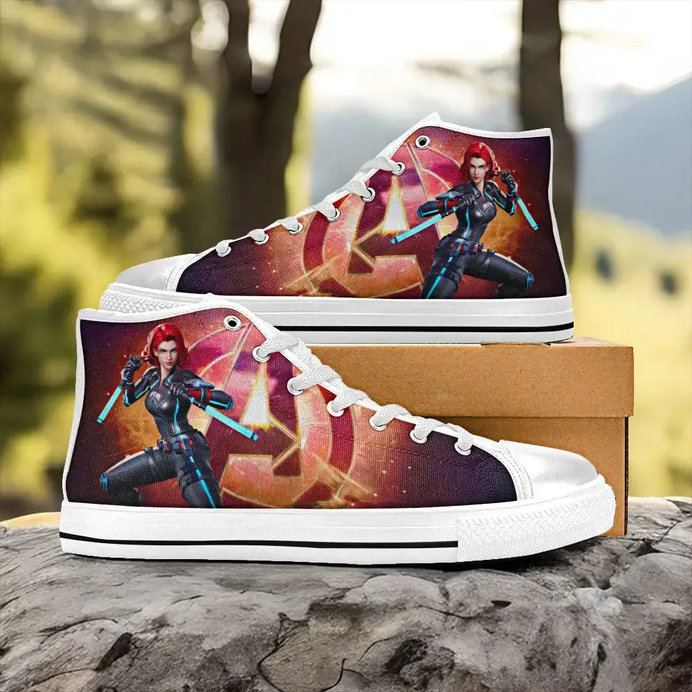 Avengers Black Widow Shoes High Top Sneakers for Kids and Adults