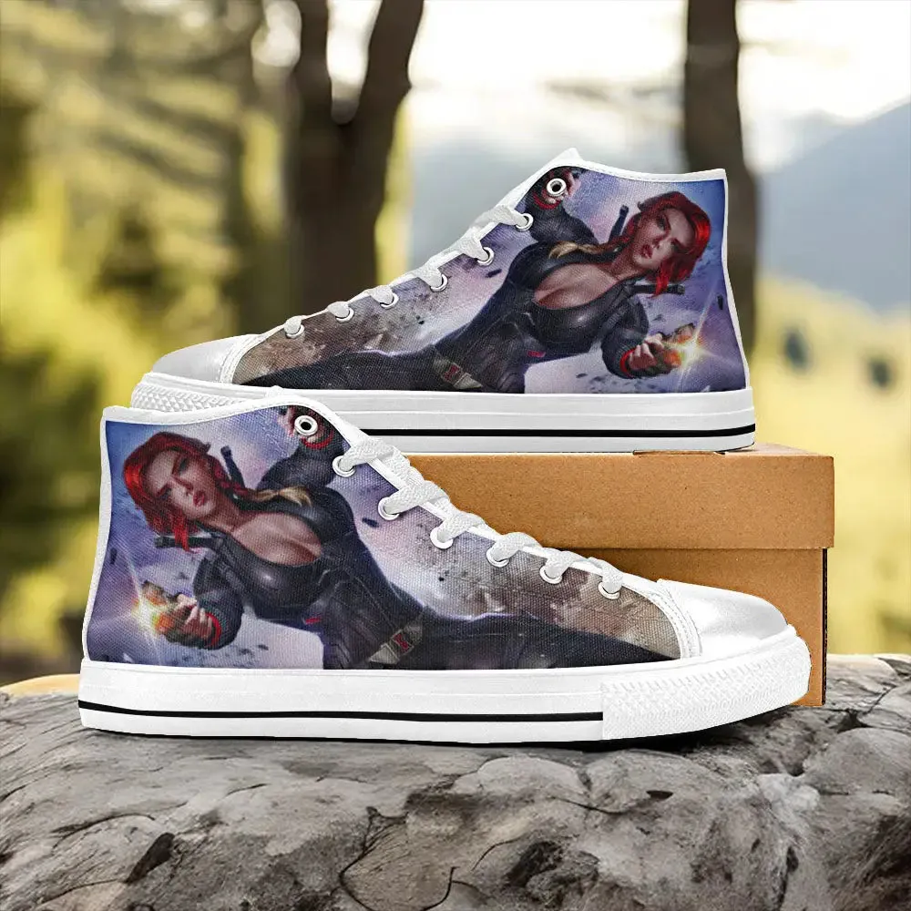 Avengers Black Widow Shoes High Top Sneakers for Kids and Adults