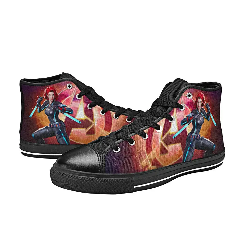 Avengers Black Widow Shoes High Top Sneakers for Kids and Adults