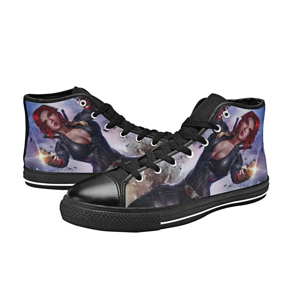 Avengers Black Widow Shoes High Top Sneakers for Kids and Adults