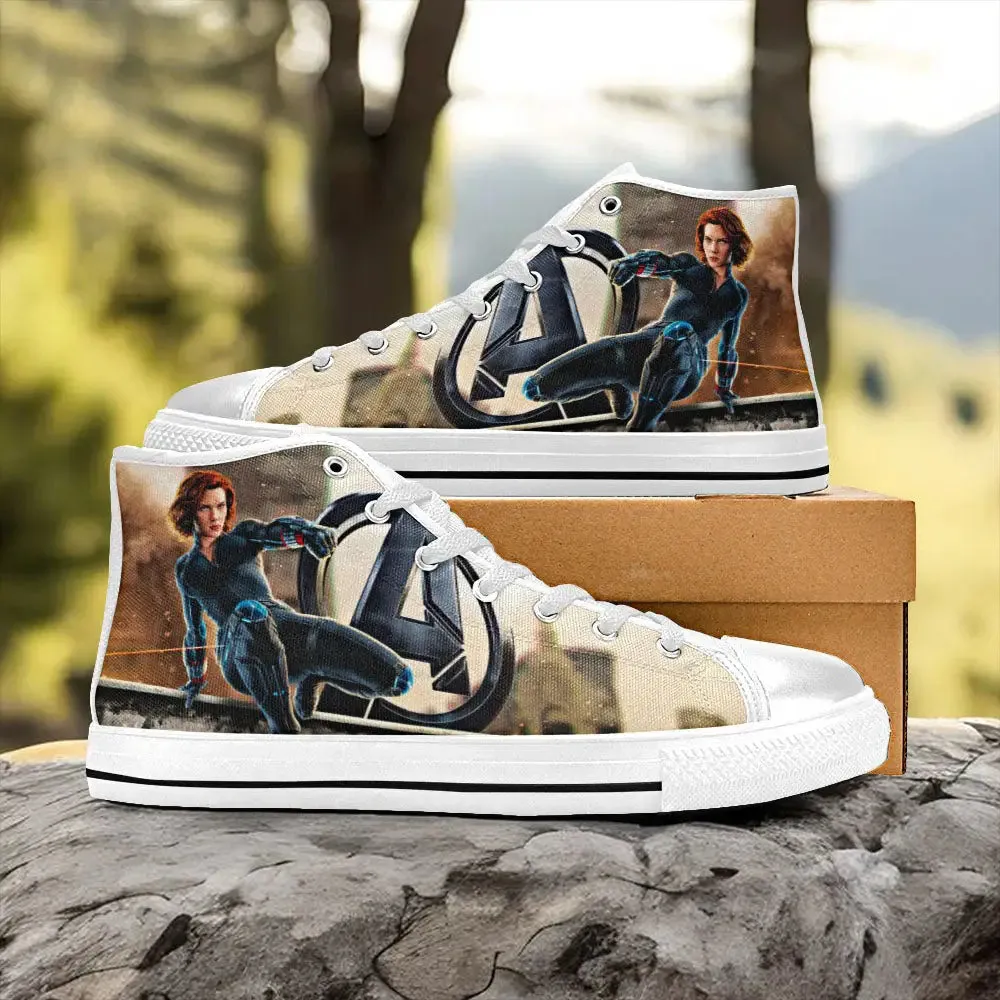Avengers Black Widow Shoes High Top Sneakers for Kids and Adults