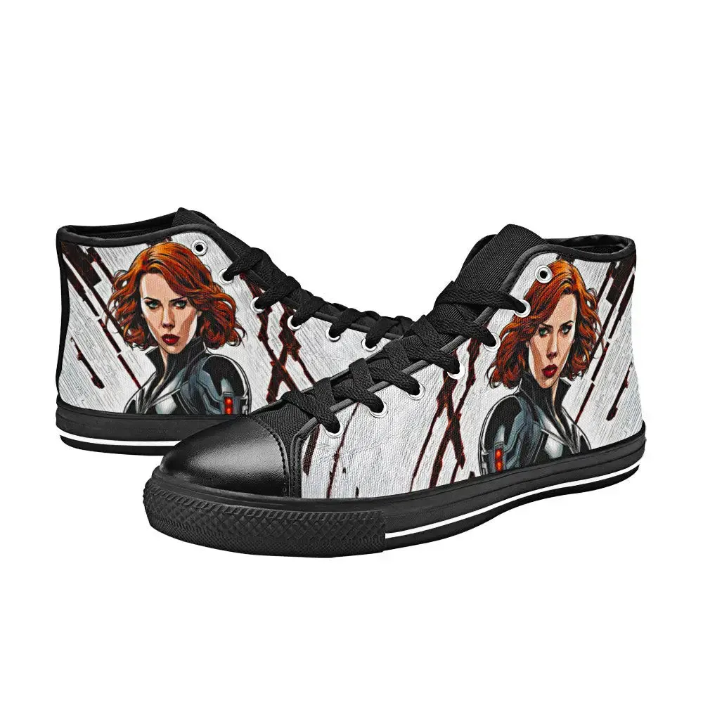 Avengers Black Widow Shoes High Top Sneakers for Kids and Adults