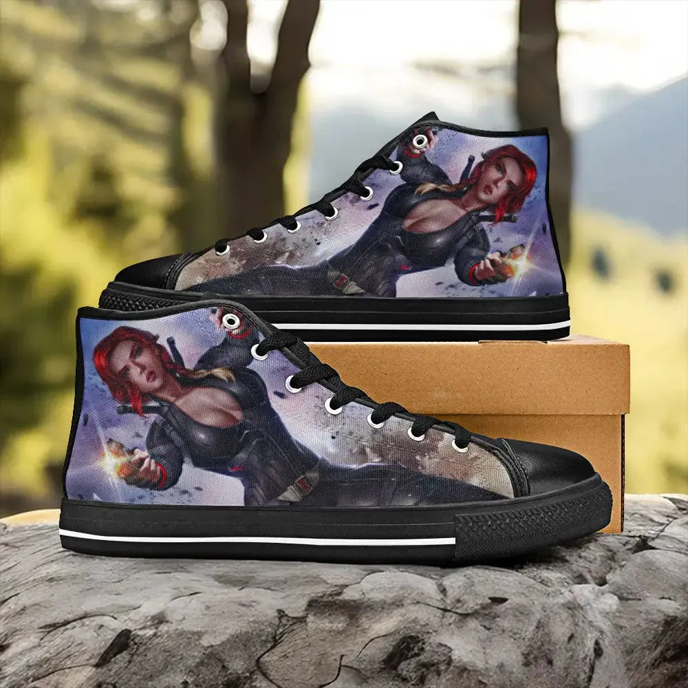 Avengers Black Widow Shoes High Top Sneakers for Kids and Adults