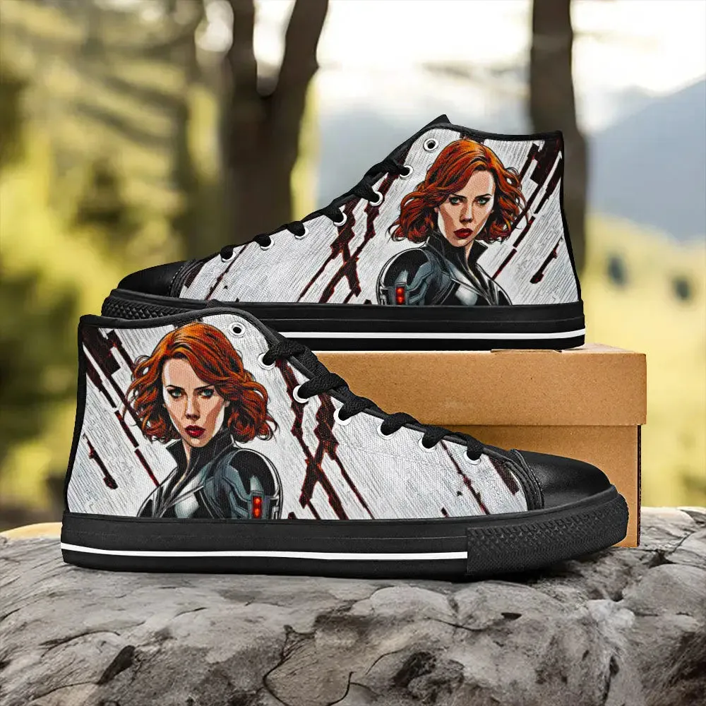 Avengers Black Widow Shoes High Top Sneakers for Kids and Adults