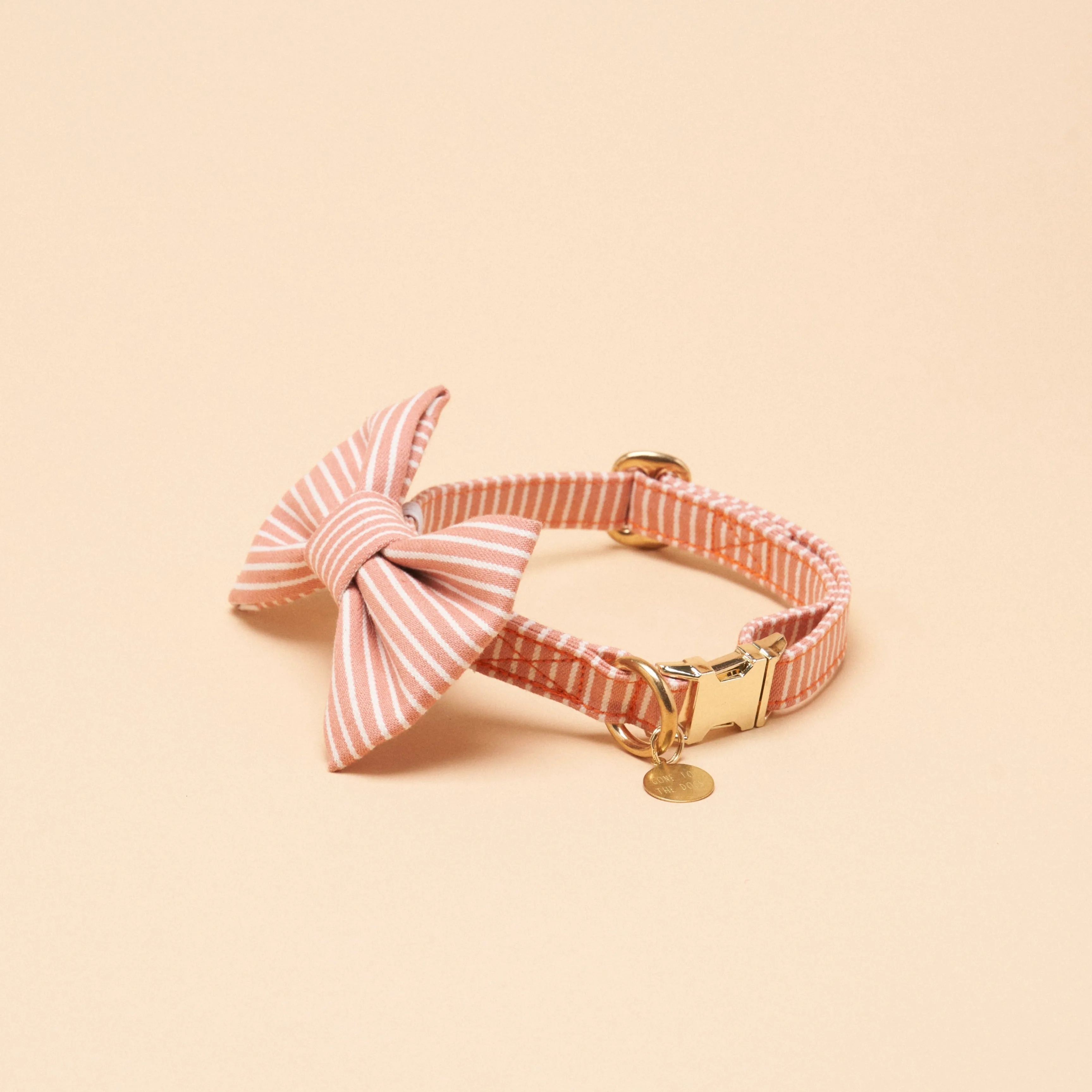 Bailey Bowtie Collar - Peach Stripe