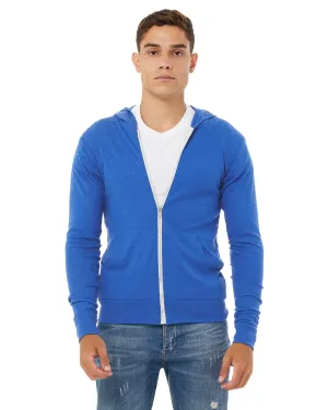 Bella Canvas Unisex Triblend Full-Zip Lightweight Hoodie | Tr Royal Triblnd