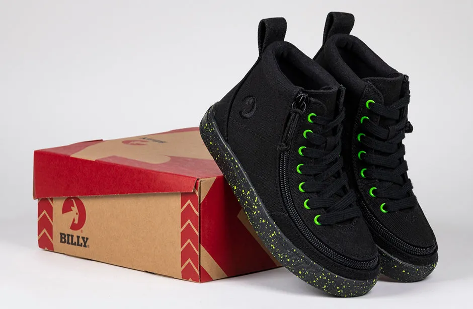 Black/Green Speckle BILLY Classic Lace High Tops