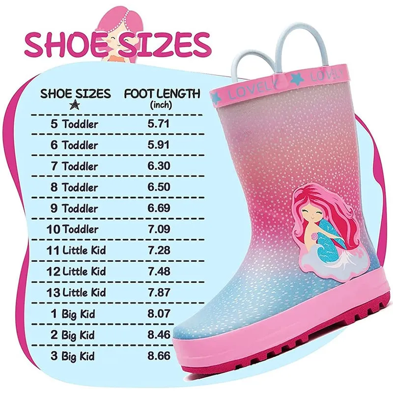Boy&Girl Rain Boots Waterproof Pink Mermaid - K KomForme
