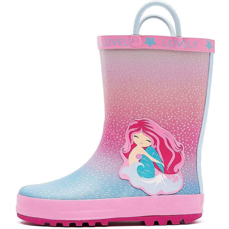 Boy&Girl Rain Boots Waterproof Pink Mermaid - K KomForme