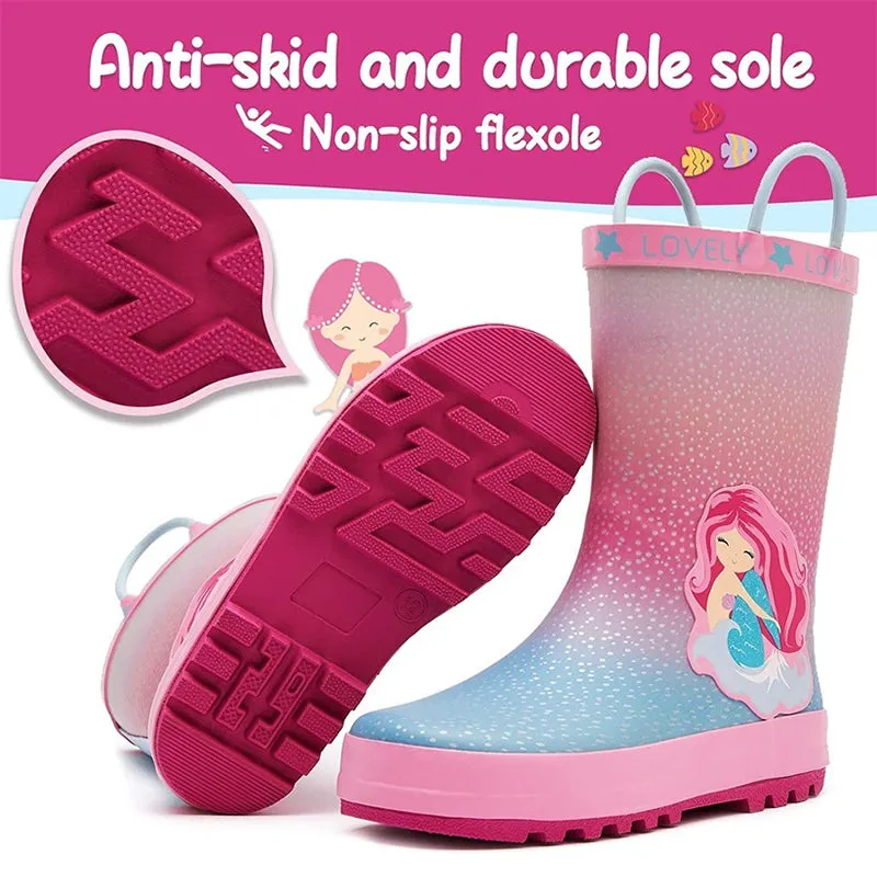 Boy&Girl Rain Boots Waterproof Pink Mermaid - K KomForme