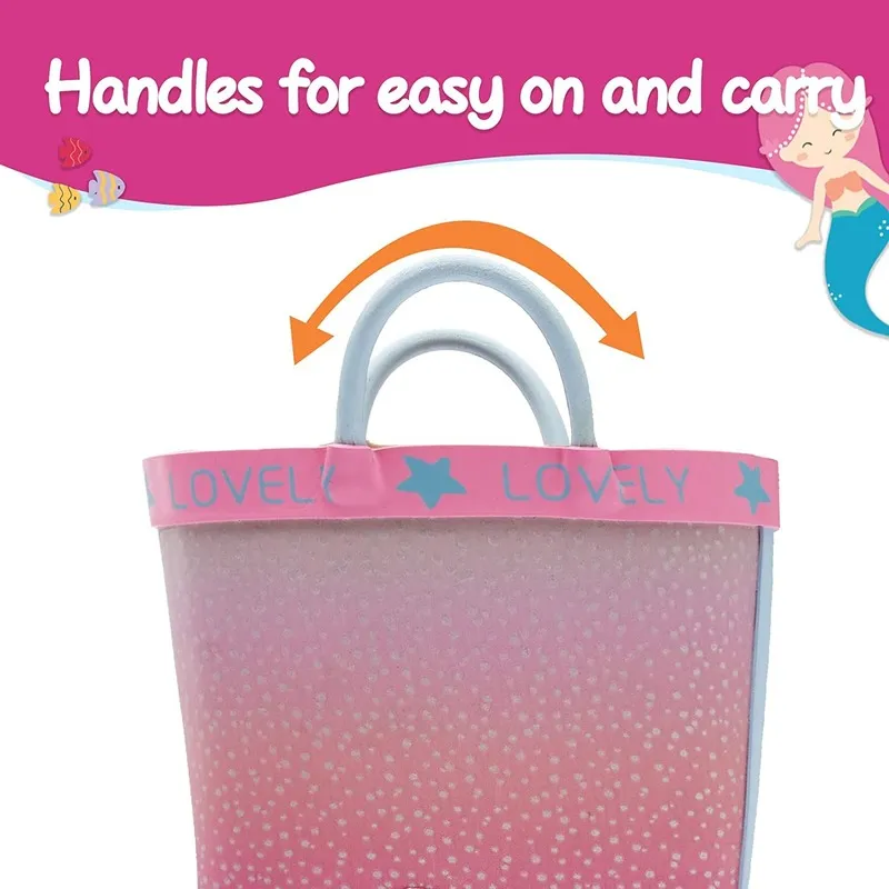 Boy&Girl Rain Boots Waterproof Pink Mermaid - K KomForme
