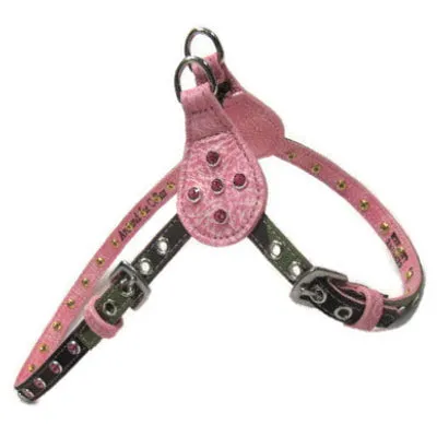 Brie Camouflage and Leather Step-In Harness with Crystals on Tabs & Straps