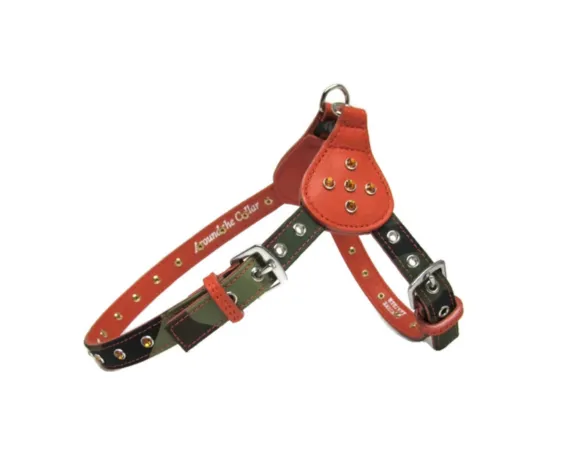 Brie Camouflage and Leather Step-In Harness with Crystals on Tabs & Straps