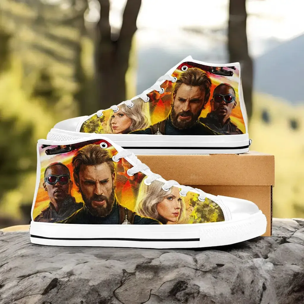 Captain America End Game Shoes High Top Sneakers for Kids and Adults