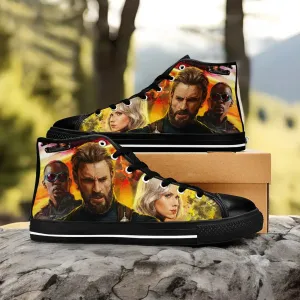 Captain America End Game Shoes High Top Sneakers for Kids and Adults