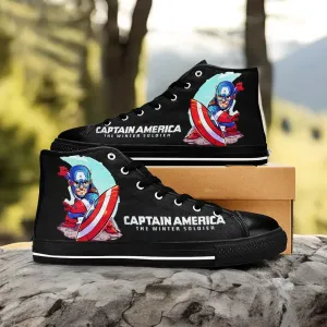 Captain America Shoes High Top Sneakers for Kids and Adults