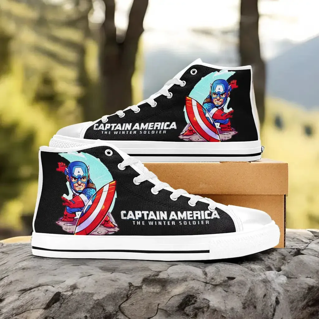 Captain America Shoes High Top Sneakers for Kids and Adults