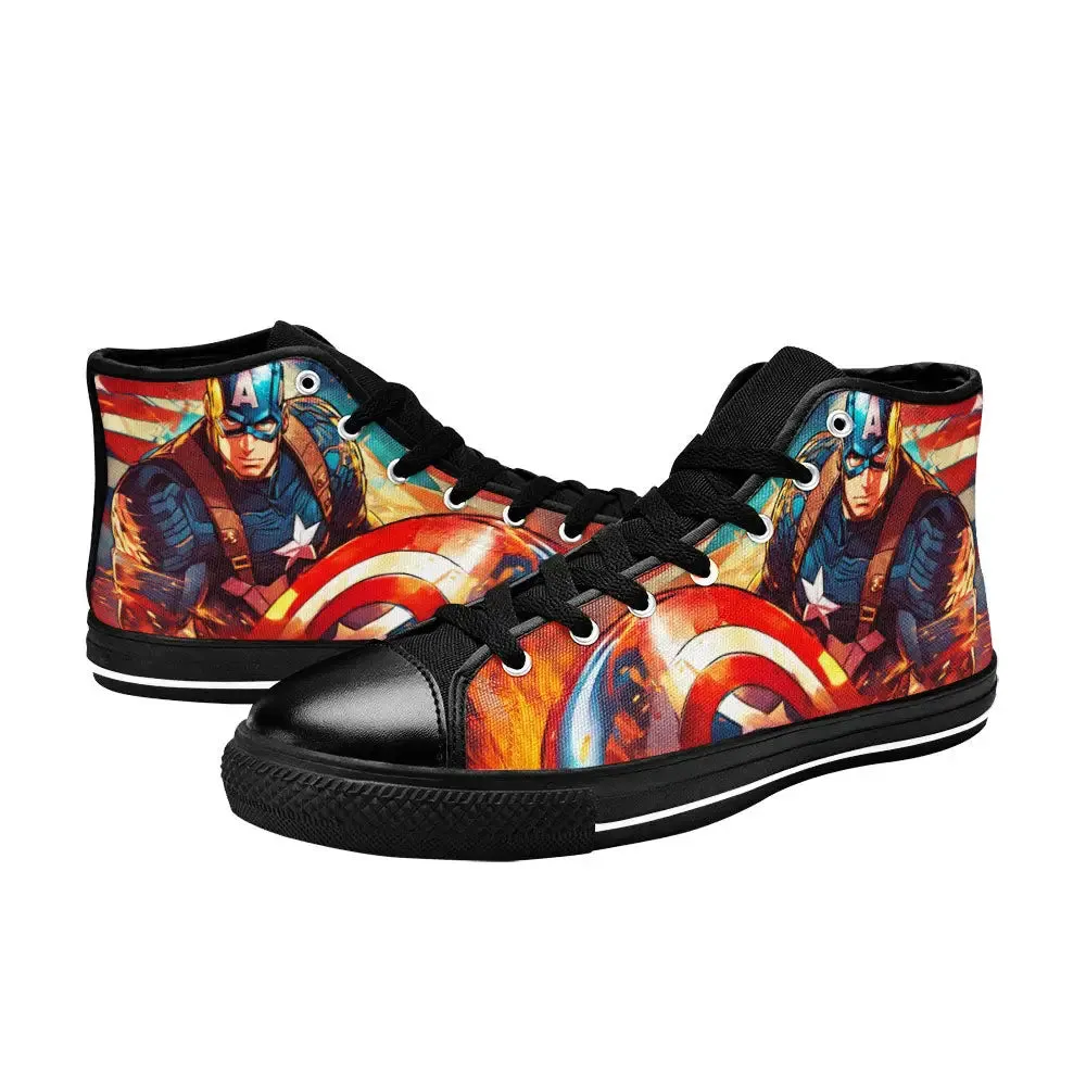 Captain America Winter Soldier Shoes High Top Sneakers for Kids and Adults