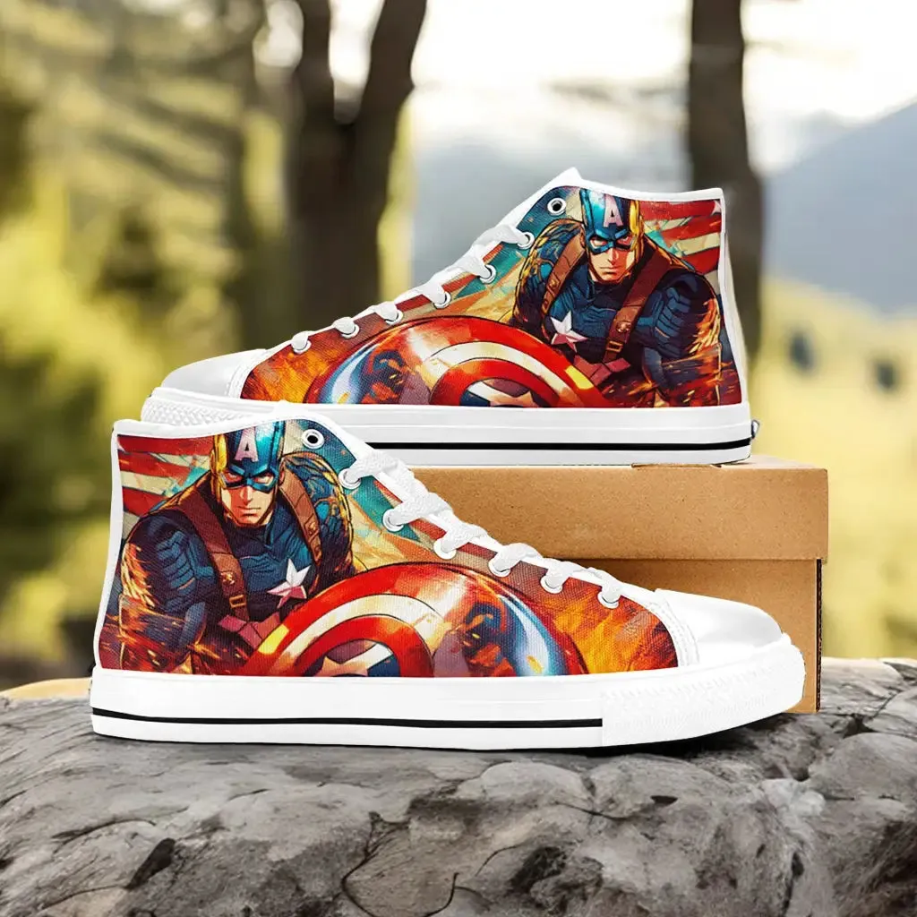 Captain America Winter Soldier Shoes High Top Sneakers for Kids and Adults