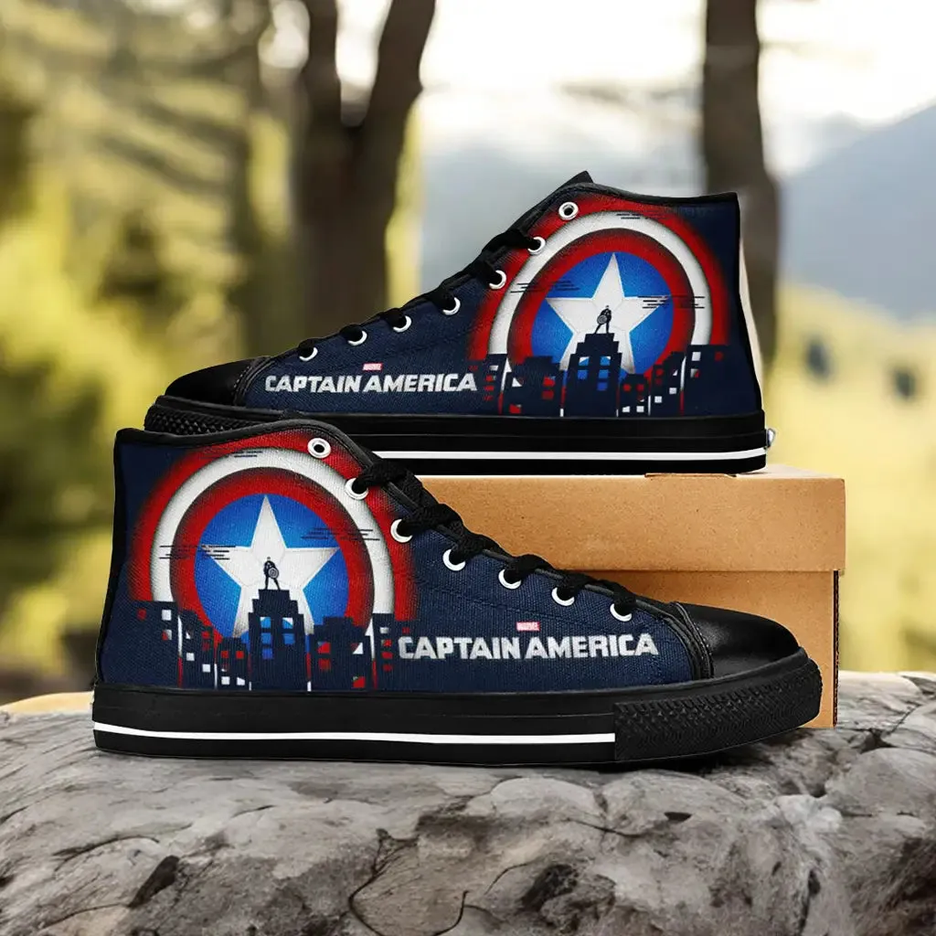 Captain America Winter Soldier Shoes High Top Sneakers for Kids and Adults