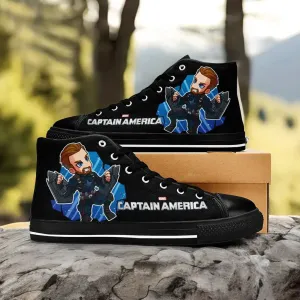 Captain America Winter Soldier Shoes High Top Sneakers for Kids and Adults