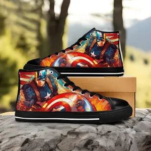 Captain America Winter Soldier Shoes High Top Sneakers for Kids and Adults