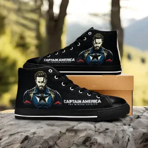 Captain America Winter Soldier Shoes High Top Sneakers for Kids and Adults