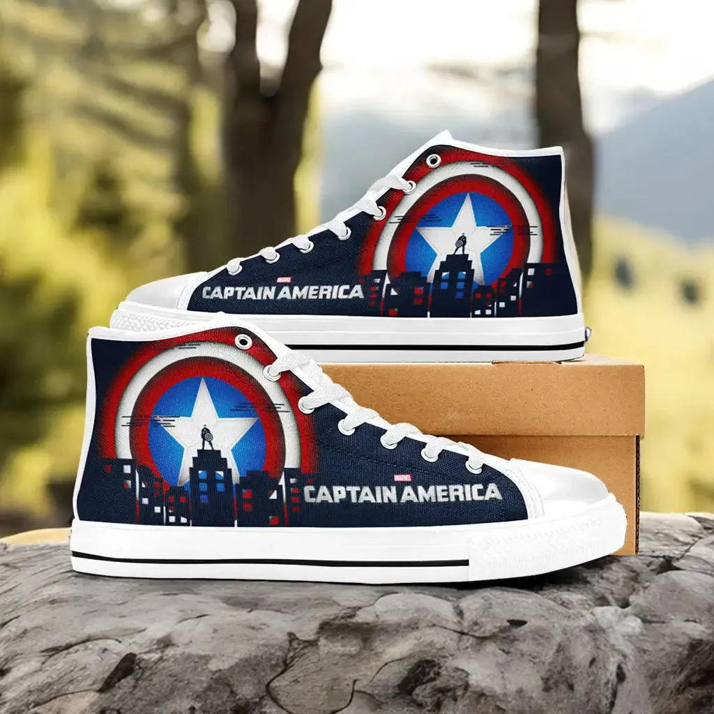 Captain America Winter Soldier Shoes High Top Sneakers for Kids and Adults