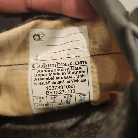 Columbia Boys Powderbug Plus II Rain Winter Snow Boot Waterproof Camo Gray Sz 4