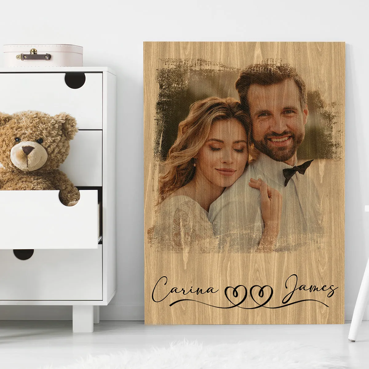 Custom Photo on Canvas, Engraved Photo on Canvas with Watercolor Style, Custom Wall Art, Personalized Portrait from Photo as Long Distance Gift
