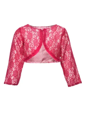 Dark Pink Lace Ruffle Shrug