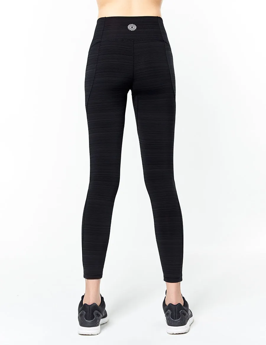 easyoga LESPIRO On- Soothing Core Tights - D50 Black Gray Stripe