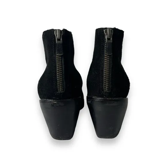 Eileen Fisher Vero Cuoio Black Suede Leather Zip Stacked Ankle Bootie Boot 6