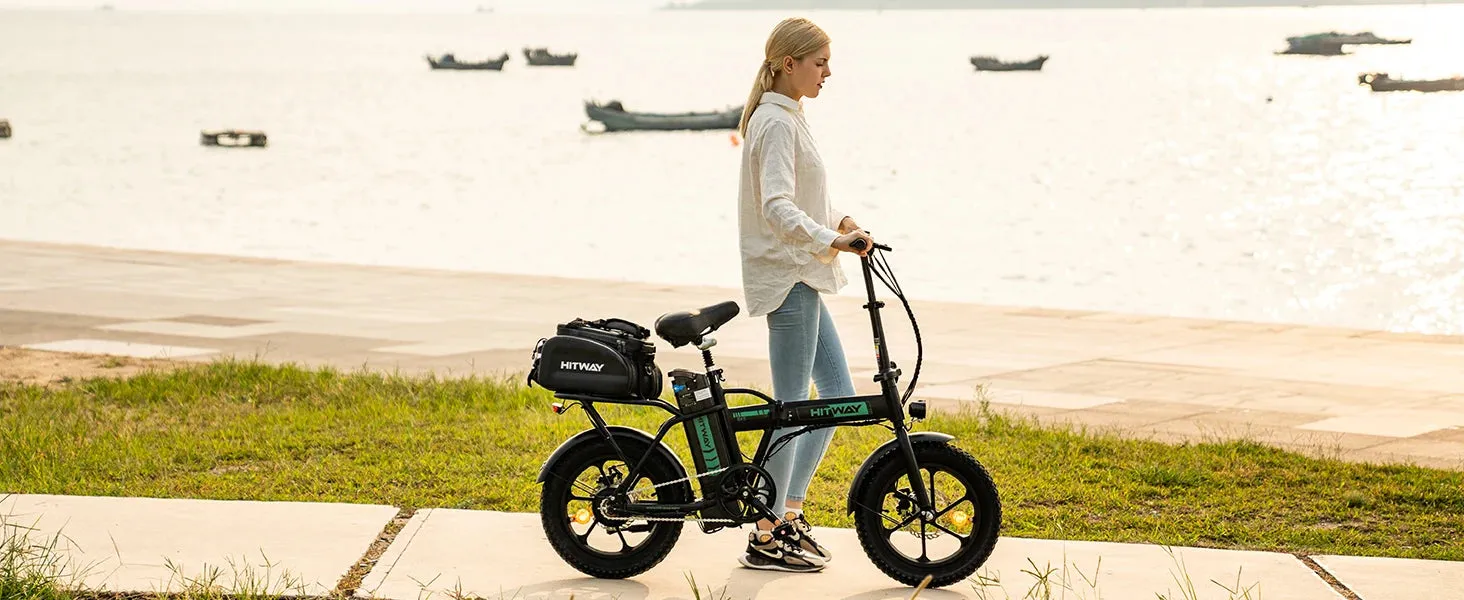 Electric Bike for Adults, E Bike with 36V/12Ah Removable Battery 16"×3.0 Fat Tire Folding Electric Bicycle 500W Motor