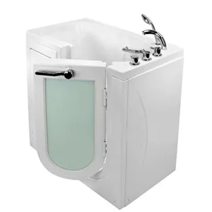 Ella's Bubbles OA2645-R Mobile Soaking Acrylic Walk-In Bathtub With Right Outward Swing Door Thermostatic Faucet 2" Dual Drain, White