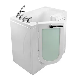 Ella's Bubbles OA2645AH-HB-L Mobile Air Massage and Heated Seat Walk-In Bathtub with Left Outward Swing Door, Fast Fill Faucet, 2" Dual Drain White