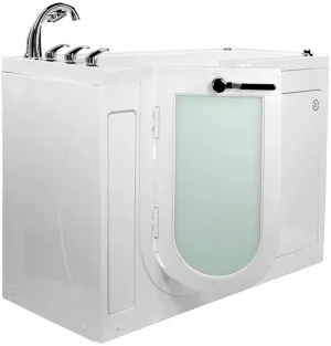 Ella's Bubbles OA2660D-L-HB Lounger 27"x 59" Air and Hydro Massage Acrylic Walk-in Bathtub, Left Inward Swing Door, Ella 5pc. Fast-Fill Faucet, Dual 2" Drains, 27" x 60" x 43", White