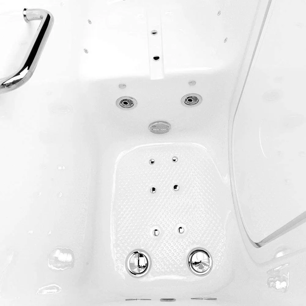 Ella's Bubbles OA2660D-L-HB Lounger 27"x 59" Air and Hydro Massage Acrylic Walk-in Bathtub, Left Inward Swing Door, Ella 5pc. Fast-Fill Faucet, Dual 2" Drains, 27" x 60" x 43", White