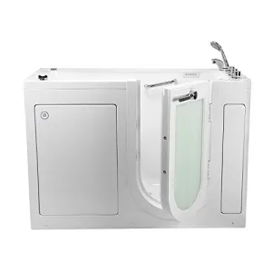 Ella's Bubbles OA2660M-R Lounger Microbubble Therapy Acrylic Walk-in Bathtub, Right Outward Swing Door, Thermostatic Faucet, Dual 2" Drains, 27" x 60" x 43", White