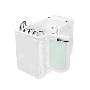 Ella's Bubbles OA3052D-HB-L-D Capri Air and Hydro Massage Acrylic Walk-in Bathtub, Left Outward Swing Door, Ella 5pc. Fast-Fill Faucet, Digital Control, 2" Drain, 30"x52", White