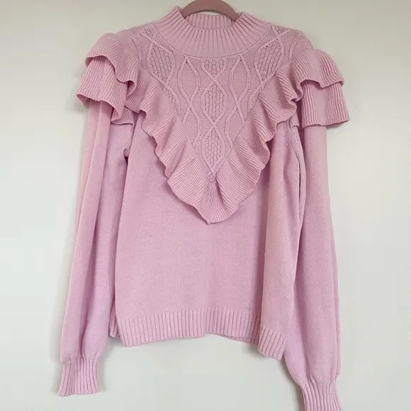 Eloquii Sweater Pink Ruffles