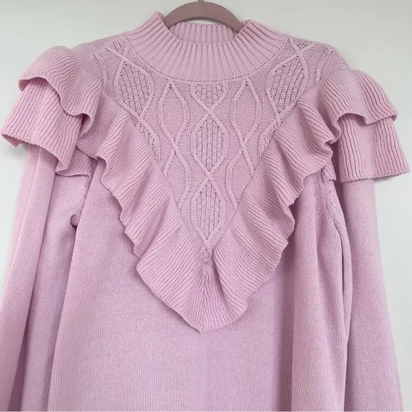 Eloquii Sweater Pink Ruffles