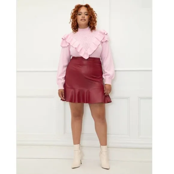 Eloquii Sweater Pink Ruffles