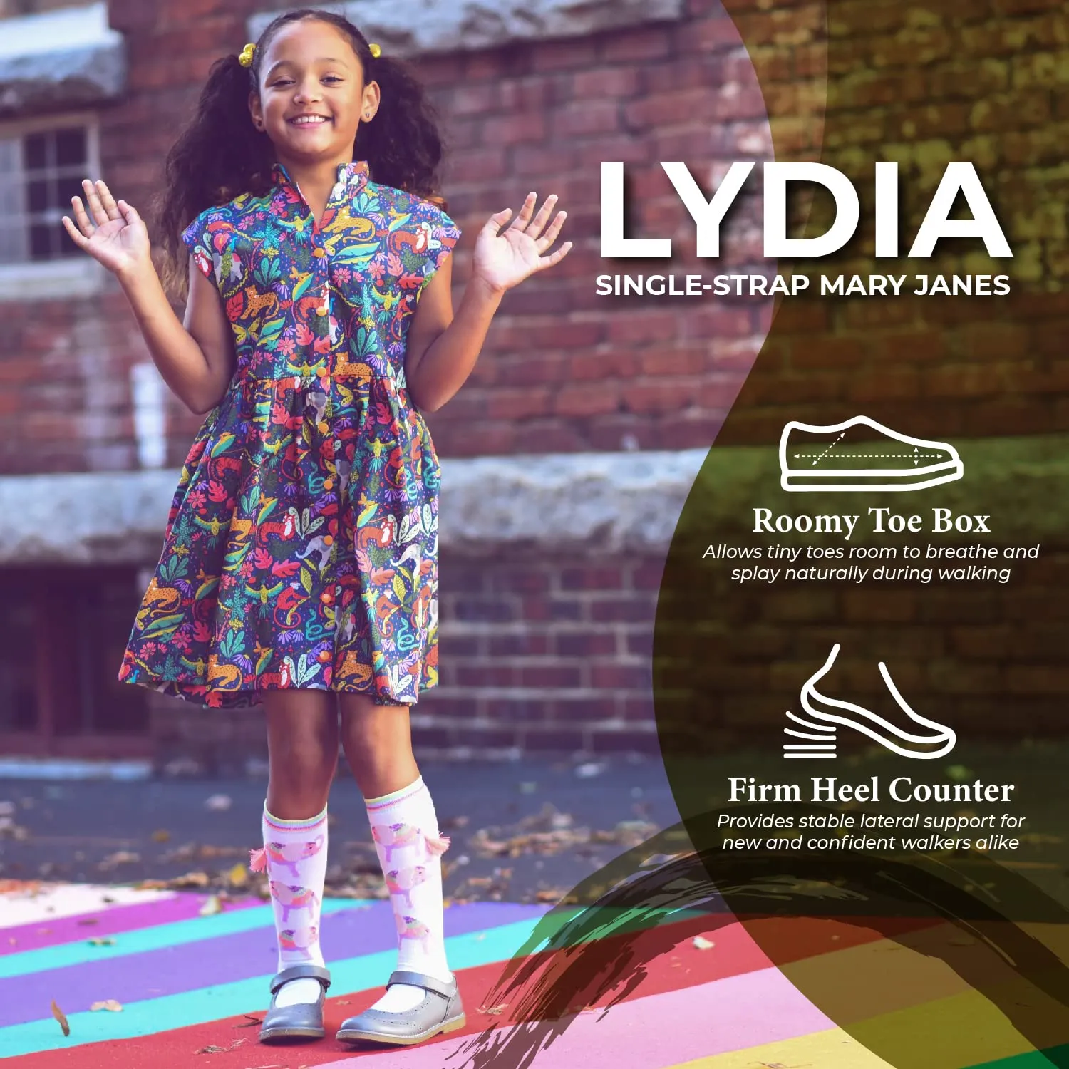 FOOTMATES Lydia Leather Mary Jane Girls Party Dress Flats Shoes with Custom-Fit Insoles, Slip-Resistant Non-Marking Outsoles - for Toddlers and Little Kids, Ages 1-8 2 Little Kid Navy